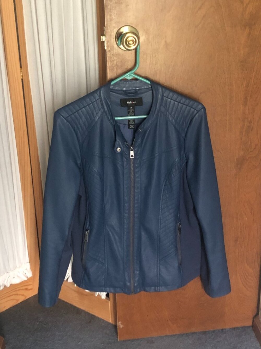 Style & Co. Women's Non-Leather (Looks Like) Blue Jacket Size Medium M Like New